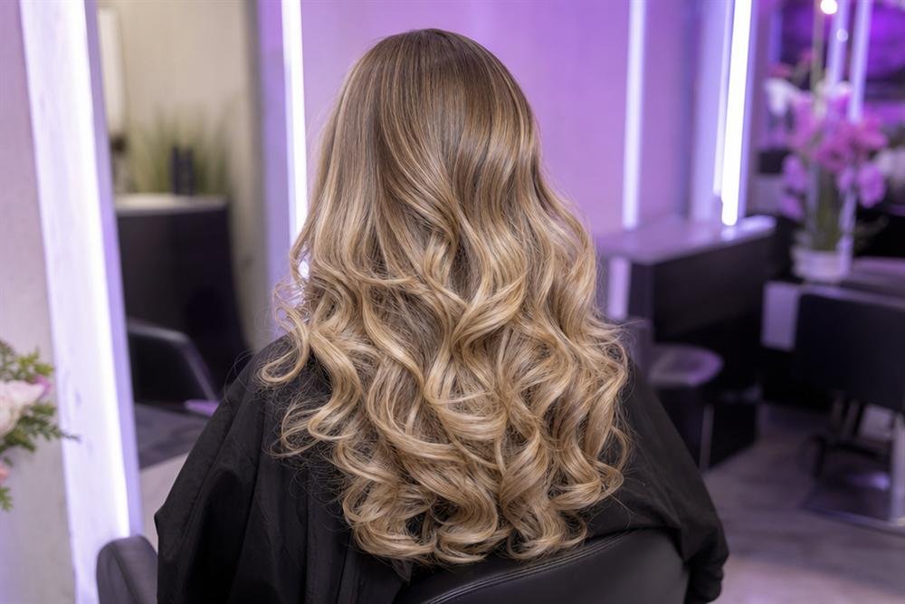 Beautifully styled voluminous curled hair